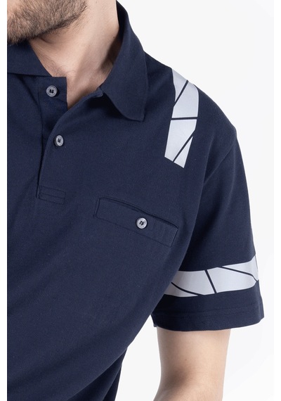 İş Tişörtü - Polo Yaka Reflektörlü T-shirt %100 Pamuk Lacivert