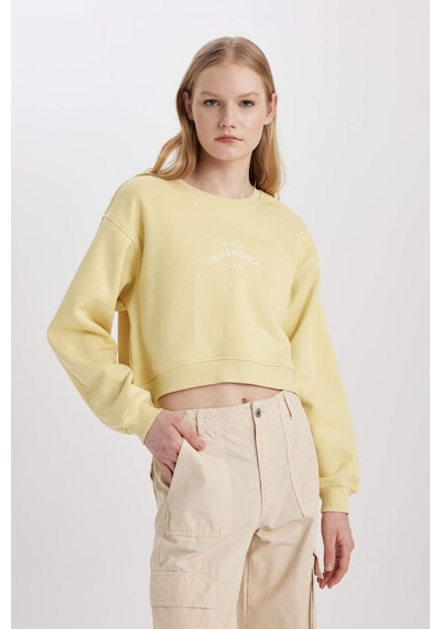 DeFacto Boxy Fit Bisiklet Yaka Baskılı Kalın Sweatshirt C5385AX23CWGN657