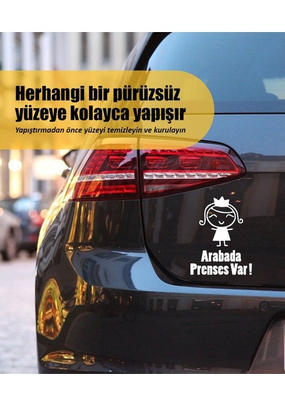 Arabada Prenses Var | Araba Laptop Duvar Folyo Sticker