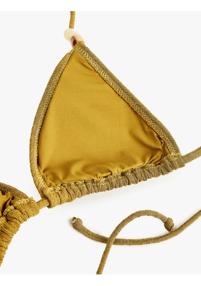 Koton Boncuk Detaylı Dokulu Üçgen Bikini Üstü Yeşil 6sak10184mm