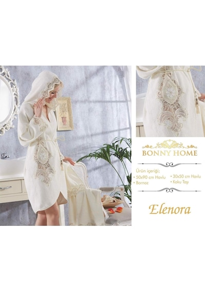 Bonny Home Elenora Krem Bayan Fransız Dantelli Balayı Çeyizlik He
