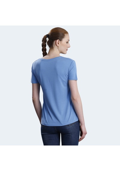Slazenger PERICAS Kadın V Yaka Mavi Tişört