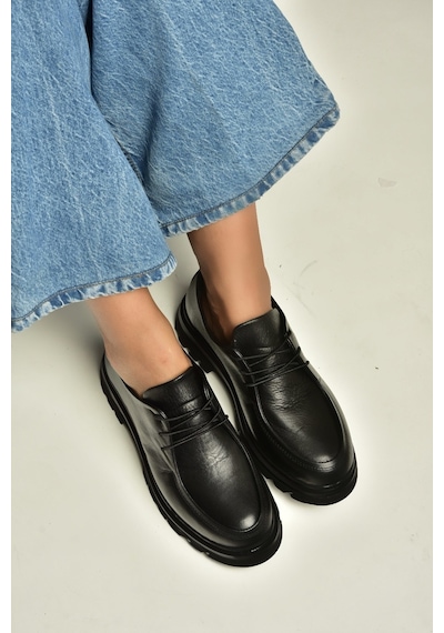 Fox Shoes Z555261103 Siyah Hakiki Deri Kadın Ayakkabı