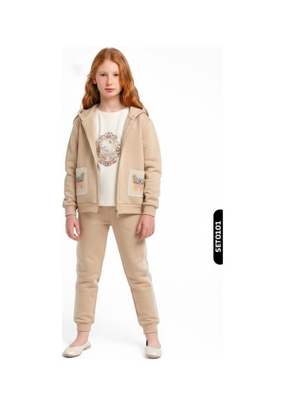 Xo Kids Kız Çocuk Eşofman Takım 1-5 Yaş 7034 Bej