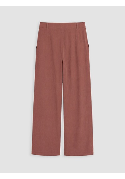 Lcw Comfort Kahverengi Geniş Paça Pileli Kadın Kumaş Pantolon