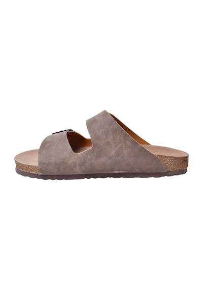 Fly Soft S902.002 Unısex Çift Tokalı Mantar Taban Comfort Terlik Vizon Siyah
