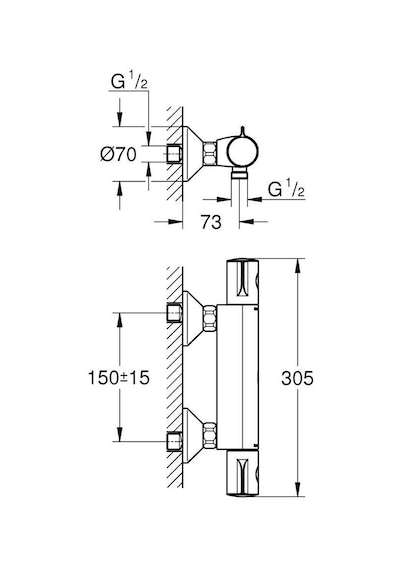 Grohe Grohtherm 800 Termostatik Duş Bataryası Mat Siyah - 1022022430 Siyah