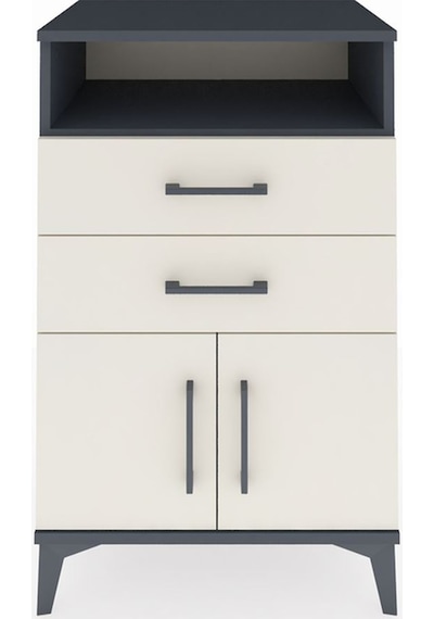 Hyperion Komodin Tek Raflı 2 Çekmeceli 2 Kapaklı 60x44x96 Ant... Antrasit