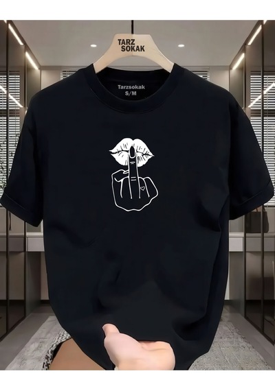 Flood Of Style Unisex Carzy Lips T-shirt Siyah