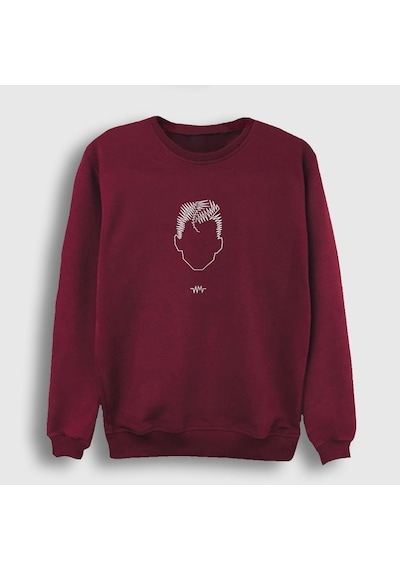 Presmono Unisex Face Arctic Monkeys Sweatshirt Bordo