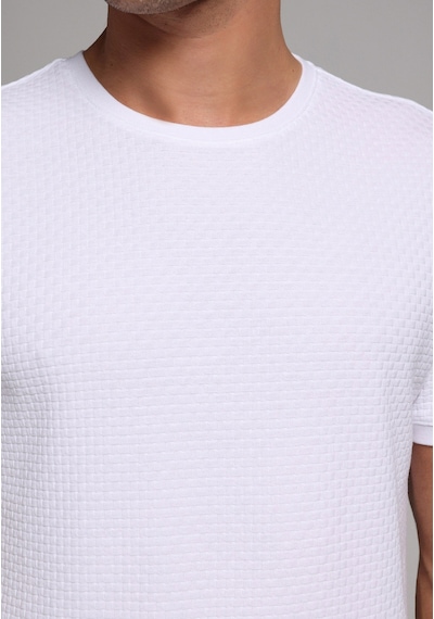 Colin's Colins Regular Fit Yuvarlak Yaka Jakarlı Erkek Beyaz Kısa Kol Tişört Cl1077331 Q1.v2 Wht