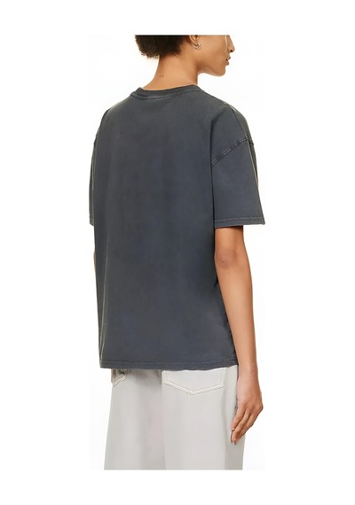 %100 Pamuk Ön Baskılı Kadın T-shirt -90 Antrasit