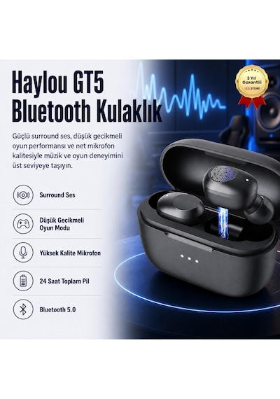 Haylou Gt5 Gaming Kulak İçi Tws Surround Ses Ipx7 Yüksek Kalite Mikrofon Bluetooth Kulaklık-940