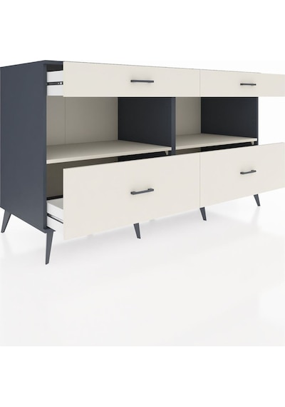 Kronos Konsol 2 Raflı 4 Çekmeceli 176x59x99 Antrasit-aytaşı Antrasit-aytaşı