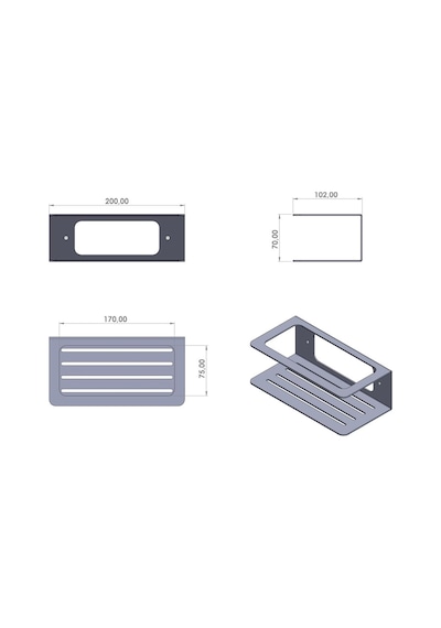 Aju Şampuanlık Sabunluk, Minimalist Banyo Organizatörü, Metal Duş Rafı, Banyo Düzenleyicii Siyah