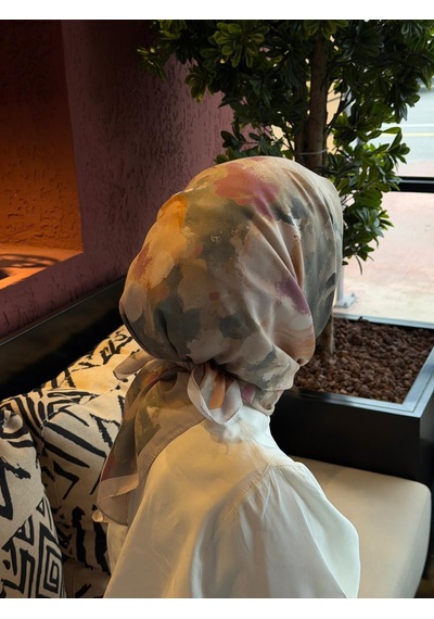 Qalortex Scarf Pamuklu Soft Roza Desen Eşarp-cağla Çağla