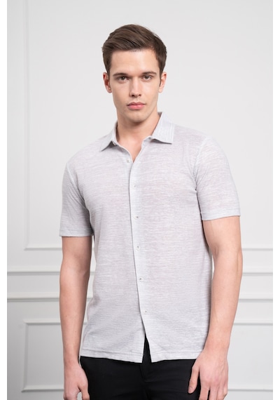 Morven Erkek Gri Trend Apaçi Yaka Dynamic Fit Kısa Kollu Gömlek 25ys004005100 Gri Gri