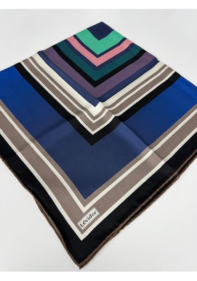 Levidor Twill İpek Eşarp-0944 Siyah-Mavi