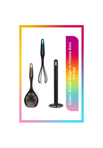 Tupperware Çırpıcı, Büyük Kevgir ve Patates Ezici 3'lü Set