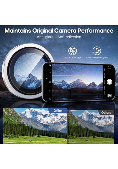 Apple Uyumlu iPhone 17 Kamera Koruyucu Gece Çekim Destekli Premium Safir Lens Koruma Parlak Temperli Cl-12