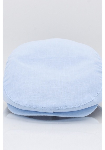 Külah Erkek Açık Mavi Kasket Keten Yazlık Flat Cap Şapka Açık Mavi-Standart