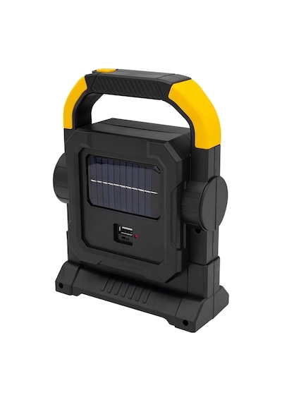 Hc-7078-c 3 Çalışma Modlu Cob Ledli Solar Taşınabilir Şarjlı Solar Lamba Sarı - Siyah