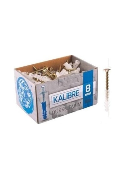 Kalibre Vida Dübel Takım 8 Mm 100 Adet