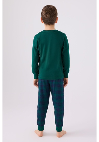 Arnetta 3131 Garson Noel Let İt Snow Erkek Çocuk Yeşil Uzun Kol Pijama Takım 001