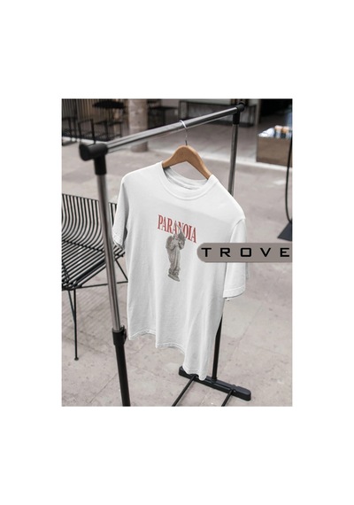 Tarzsokak Unısex Kadın Erkek Paranoıa %100 Pamuk Baskılı Siyah Beyaz T-shirt