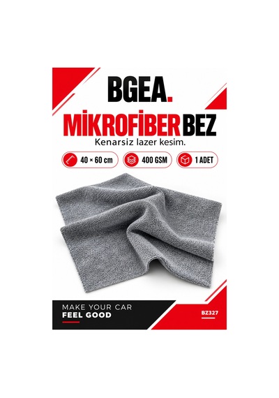 Bgea Kenarsız Lazer Kesim Mikrofiber Bez 40 60 Cm 400 Gsm Gri Bz327