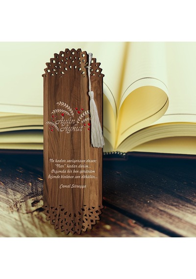 Kişiye Özel Şiirli Ahşap Kitap Ayracı - Model 5-4
