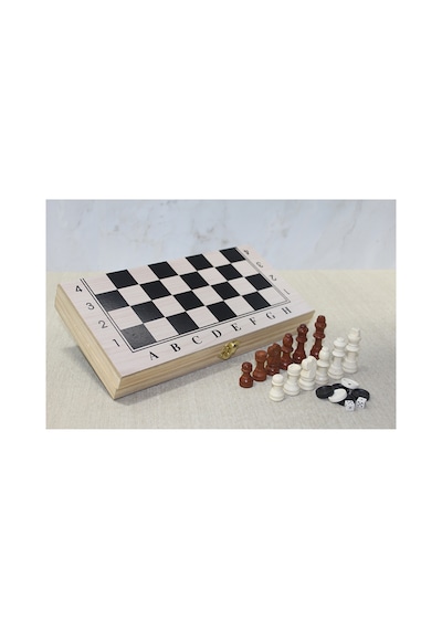 2 Adet Ahşap Kutulu Satranç Ve Tavla Seti 28 Cm Tahta, Katlanabilir Olmayan Oyun Kutusu, Chess Ve Backgammon