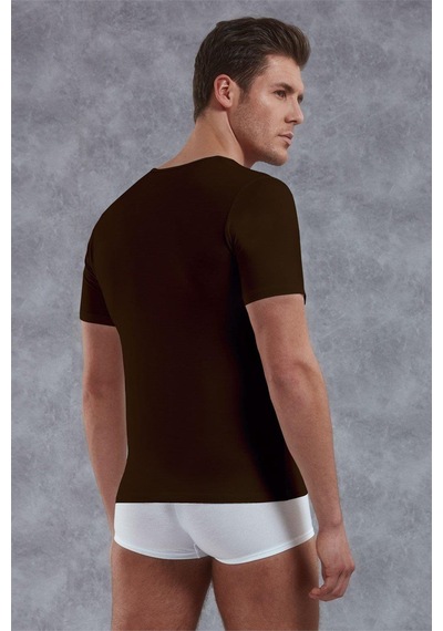 Doreanse Erkek Modal Derin V Yaka Kısa Kol T Shirt 2820 Kahve Kahverengi