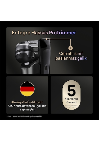 Braun Series 9 Pro+ Elektrikli Tıraş Makinesi, Islak Ve Kuru, Şarj Standı, 9615s 1 Saat