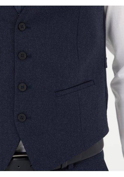 Cacharel Lacivert Slim Fit Yün Karışımlı Çizgili Klasik Yelek