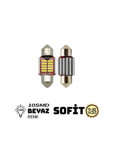 Carub Ampul 9-30v Sofit 31mm 6w 10 Smd Led Canbus Oto İç Aydınlatma Ve Plaka Ampulü Beyaz 2li Set Br0402225
