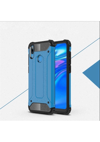 Kilifone - Huawei Uyumlu Y7 Prime 2019 / Y7 2019 - Kılıf Çift Katman Zırh Tank Crash Military Kapak - Mavi
