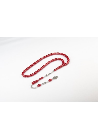 Burhan Sağlam Kapsül Kesim 12x8 Mm Ateş Kehribar Alpaka Püsküllü Tesbih Bs2473612