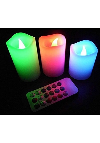 3lü Set Led Mum Rgb Kumandalı Renkli Işıklı Mum 3lü Set Led Remote Control Electronic Candle Işıklı Mum