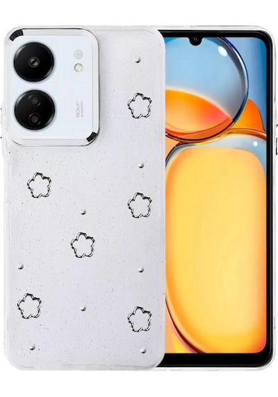 Newface Xiaomi Redmi 13c Fiyonk Desenli Kapak - Desen 2 Beyaz