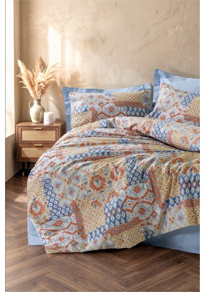 Cotton Box Ethnic Tek Kişilik Nevresim Takımı Artisan Mavi