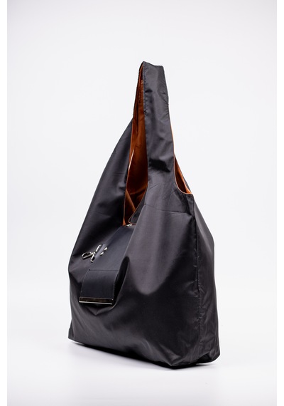 Omuz Çantası 50x60 Cm Katlanabilir Paraşüt Kumaş Siyah Büyük Boy Tote Siyah