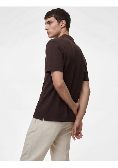 Koton Regular Fit Pamuklu Pike Kumaş Kısa Kollu Polo Yaka Tişört Kahverengi 6sam10284mk Kahve