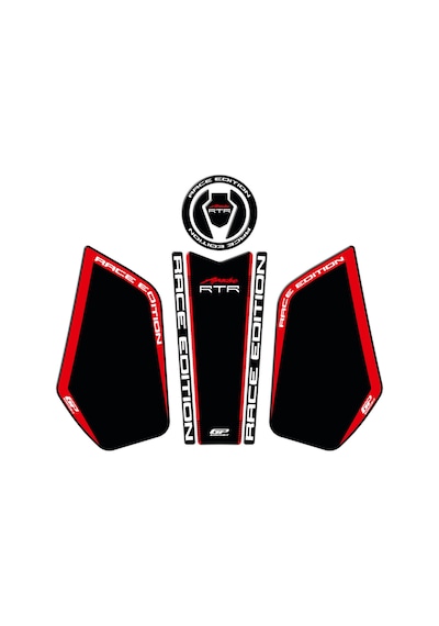 GP Kompozit TVS Apache RTR 200 2024 Uyumlu Tank Pad Seti Siyah - Kırmızı