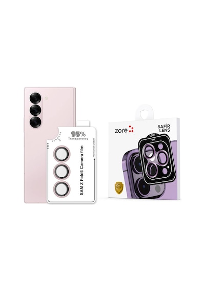 Zore Galaxy Z Fold 6 Cl-11 Safir Parmak İzi Bırakmayan Anti-reflective Kamera Len Pembe