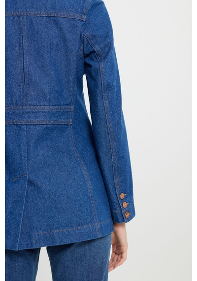 Regular Fit Normal Kesim %100 Pamuk Lacivert Jean Denim Ceket Çok Renkli