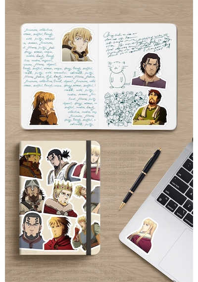 Vinland Saga Anime Telefon Laptop Bullet Journal Yapışkanlı Folyo Sticker Paketi 23 Adet Çok Renkli