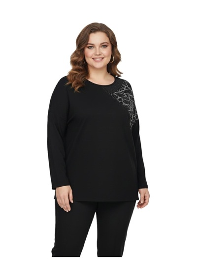 Wearon Kadın Siyah Sıfır Yaka Taşlı Bluz Bgl-st05156 Siyah