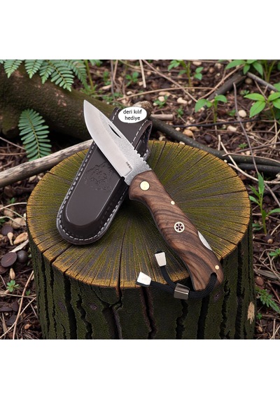N690 Böhler Çelik Outdoor Kilitli Kamp Çakı Dayanıklı Ve Ergonomik Tasarım Koyu Kahverengi