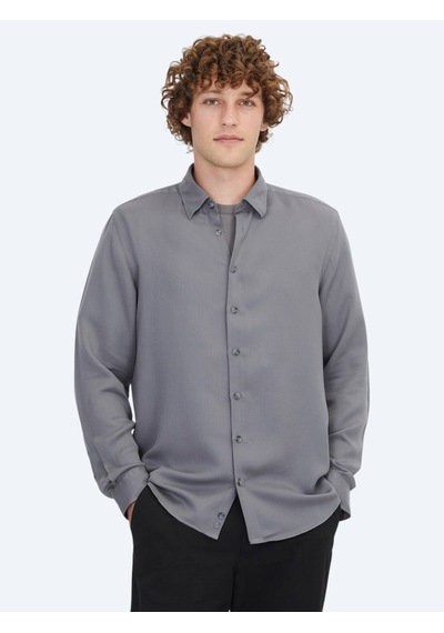 Kip Gri Regular Fit Dokuma Casual Gömlek Gri
